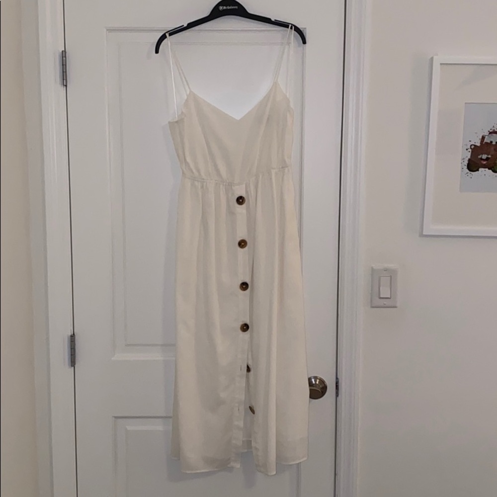 Zara white strapless linen dress
